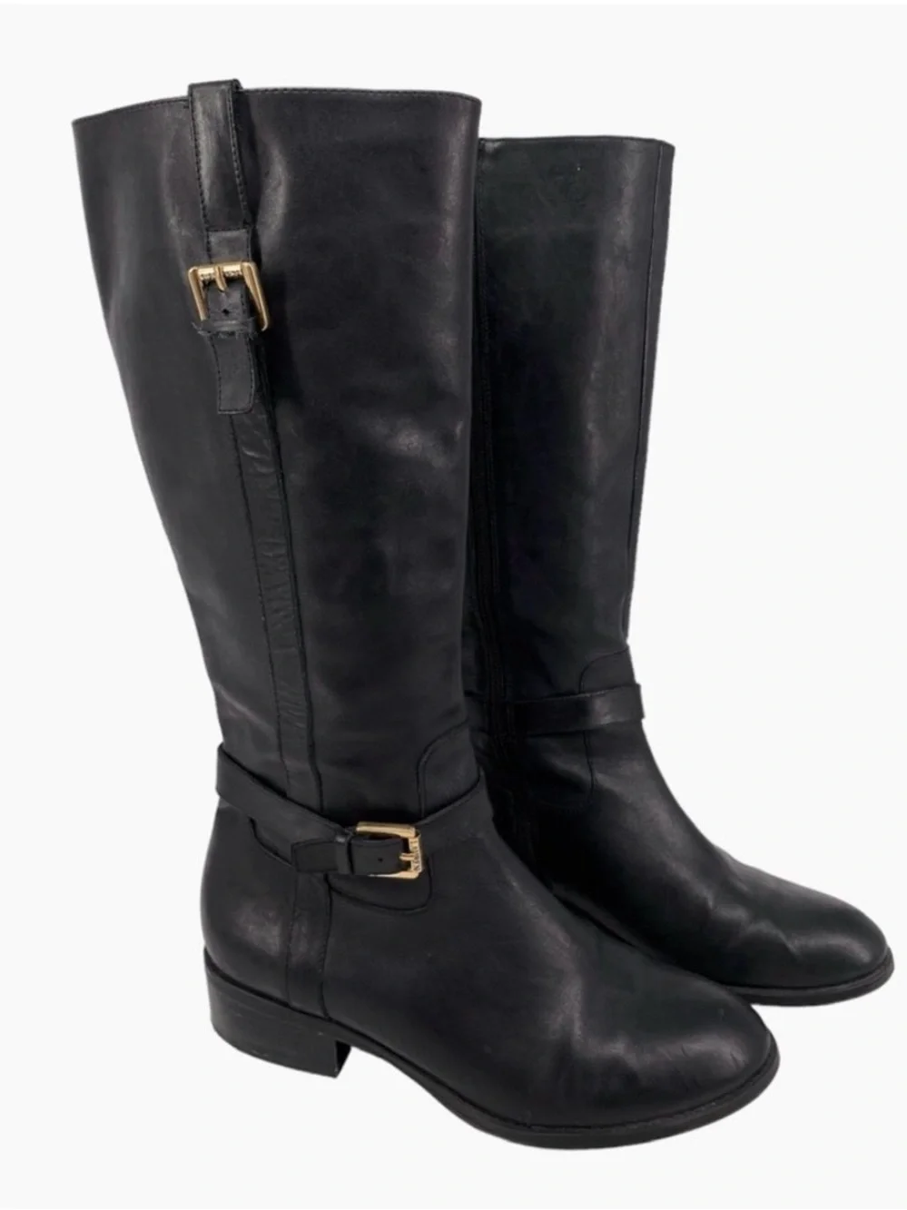 RALPH LAUREN Monica Tall Black Leather Knee-High Riding Boots Luxury size 8.5
